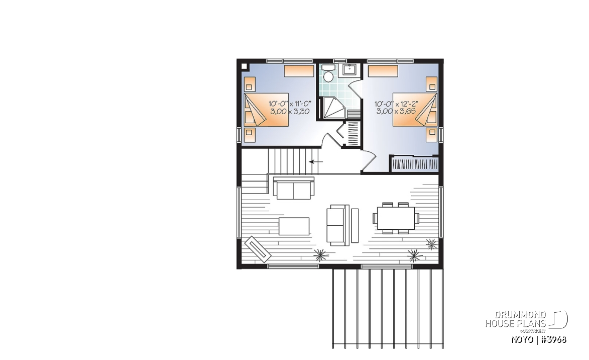 2nd level - Affordable Small Modern Cottage, large covered deck, open floor plan, lots of natural lights - NOYO