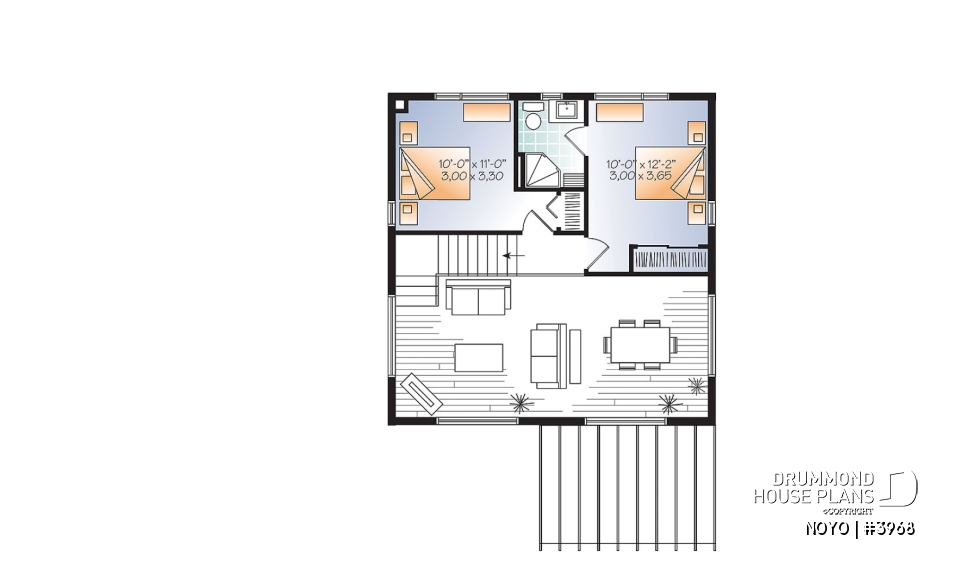 2nd level - Affordable Small Modern Cottage, large covered deck, open floor plan, lots of natural lights - NOYO