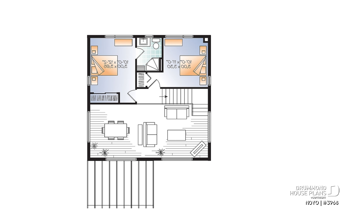 2nd level - Affordable Small Modern Cottage, large covered deck, open floor plan, lots of natural lights - NOYO