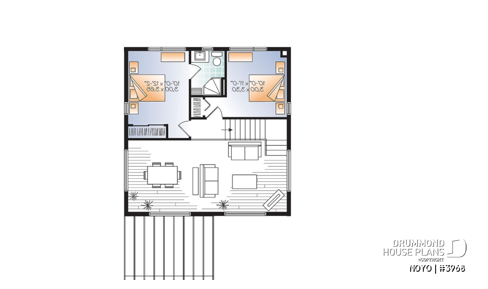 2nd level - Affordable Small Modern Cottage, large covered deck, open floor plan, lots of natural lights - NOYO