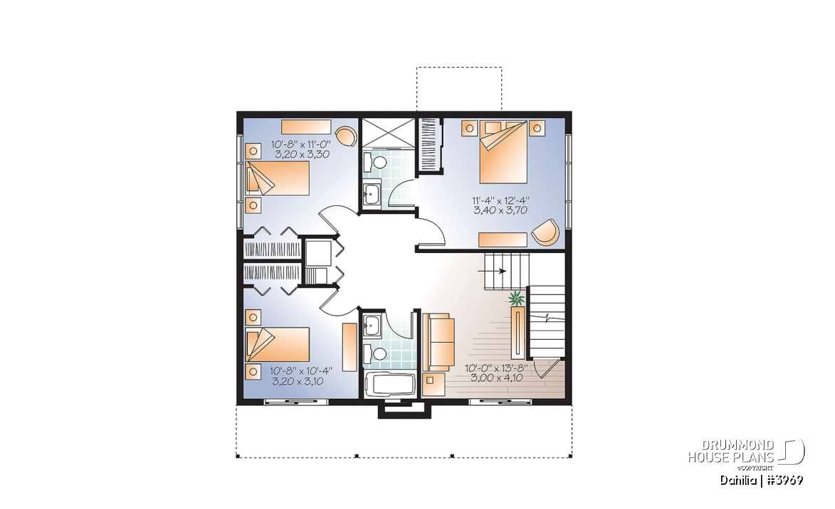 Basement - Walkout Modern Cottage Plan – 3 Bedrooms, Covered Terrace, Panoramic Views and Central Fireplace - Dahilia