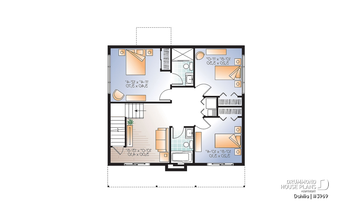 Basement - Walkout Modern Cottage Plan – 3 Bedrooms, Covered Terrace, Panoramic Views and Central Fireplace - Dahilia