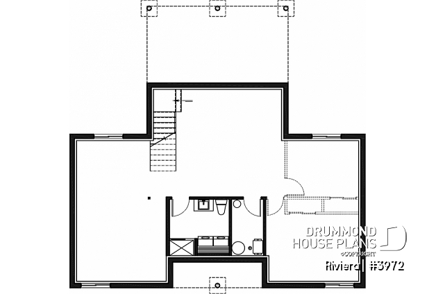Unfinished basement - Small modern cottage plan, 2 bedrooms, ideal waterfront layout, nice master bedroom, open concept - Riviera
