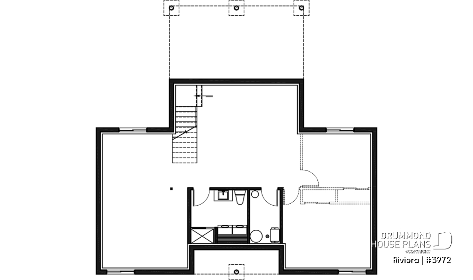 Unfinished basement - Small modern cottage plan, 2 bedrooms, ideal waterfront layout, nice master bedroom, open concept - Riviera