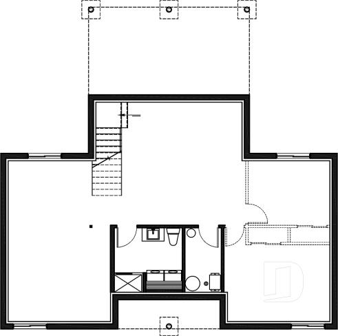 Unfinished basement - Small modern cottage plan, 2 bedrooms, ideal waterfront layout, nice master bedroom, open concept - Riviera