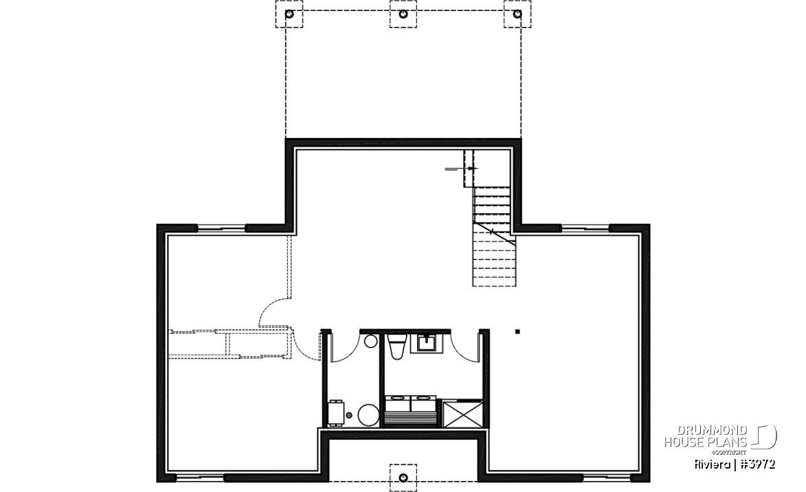 Unfinished basement - Small modern cottage plan, 2 bedrooms, ideal waterfront layout, nice master bedroom, open concept - Riviera