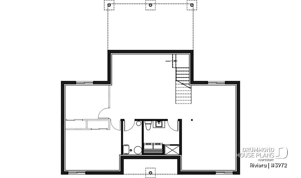 Unfinished basement - Small modern cottage plan, 2 bedrooms, ideal waterfront layout, nice master bedroom, open concept - Riviera