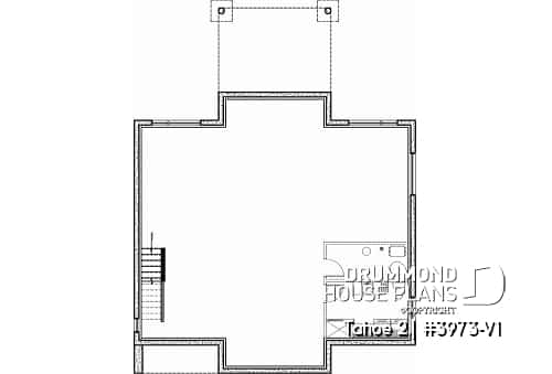 Basement - Scandinavian one-storey house plan, 2 bedrooms, large kitchen, open concept, mudroom, pantry - Tahoe 2