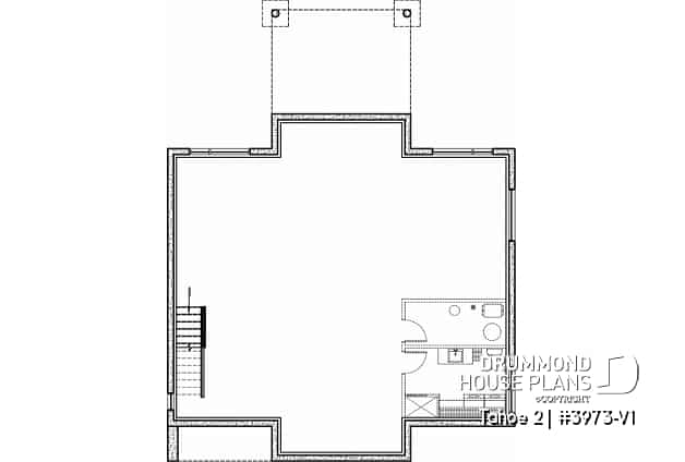 Basement - Scandinavian one-storey house plan, 2 bedrooms, large kitchen, open concept, mudroom, pantry - Tahoe 2