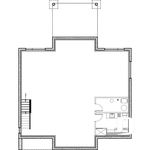 Basement - Scandinavian one-storey house plan, 2 bedrooms, large kitchen, open concept, mudroom, pantry - Tahoe 2