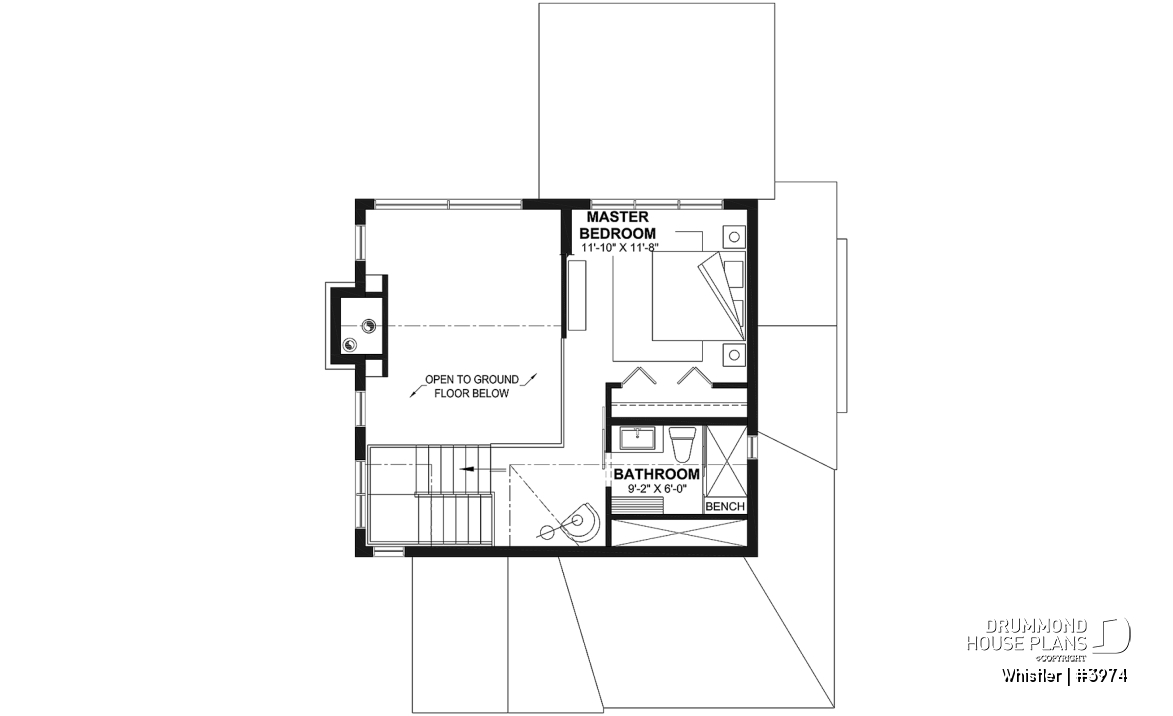 2nd level - House plan with loft bedroom (total of 3 beds), open floor plan, fireplace and more - Whistler