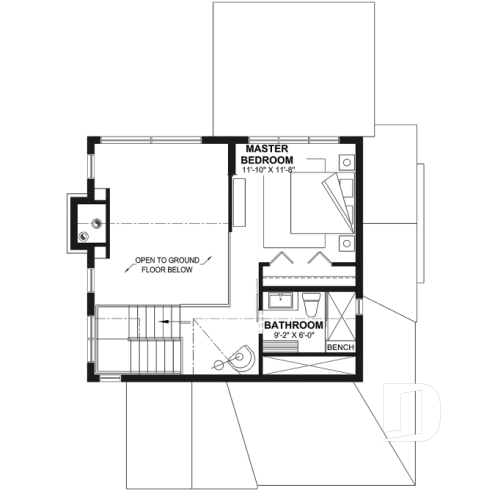2nd level - House plan with loft bedroom (total of 3 beds), open floor plan, fireplace and more - Whistler