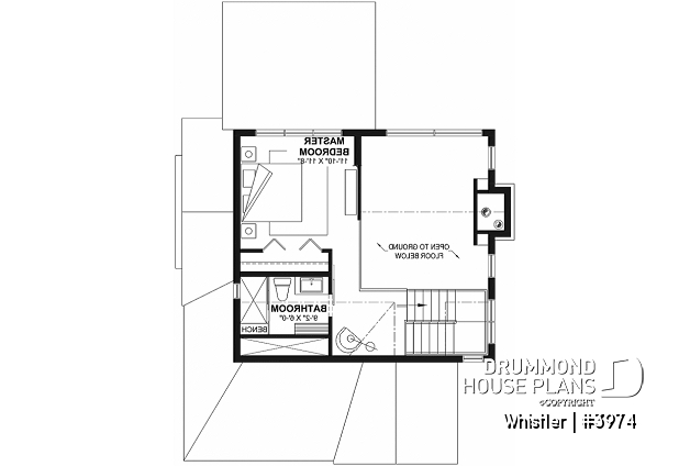 2nd level - House plan with loft bedroom (total of 3 beds), open floor plan, fireplace and more - Whistler
