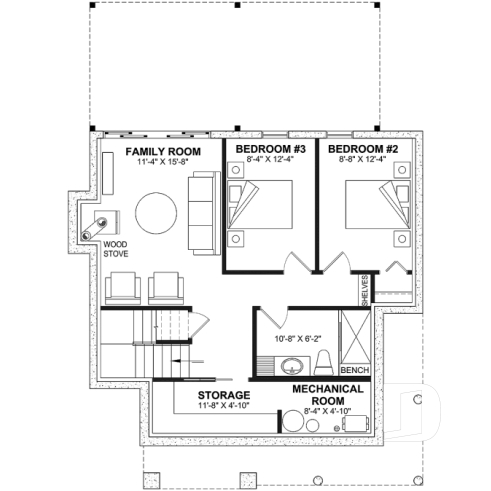 Basement - House plan with loft bedroom (total of 3 beds), open floor plan, fireplace and more - Whistler