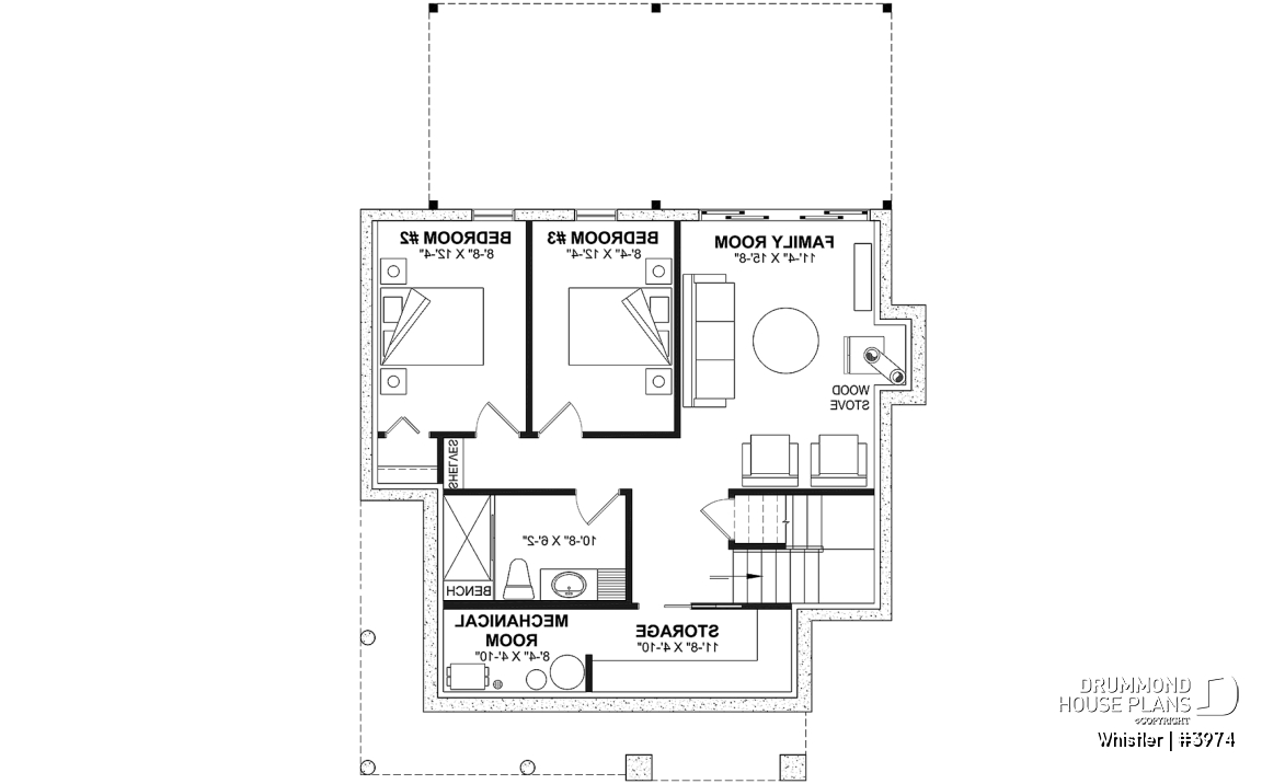 Basement - House plan with loft bedroom (total of 3 beds), open floor plan, fireplace and more - Whistler