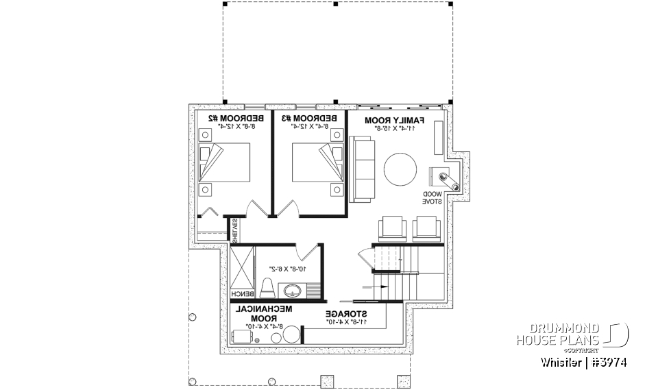 Basement - House plan with loft bedroom (total of 3 beds), open floor plan, fireplace and more - Whistler