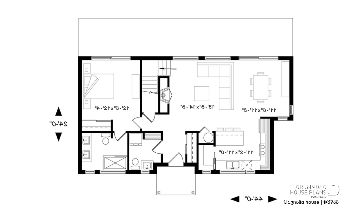 1st level - Modern Farmhouse home plan with open concept, great kitchen with island, master bedroom with ensuite and more - Magnolia house