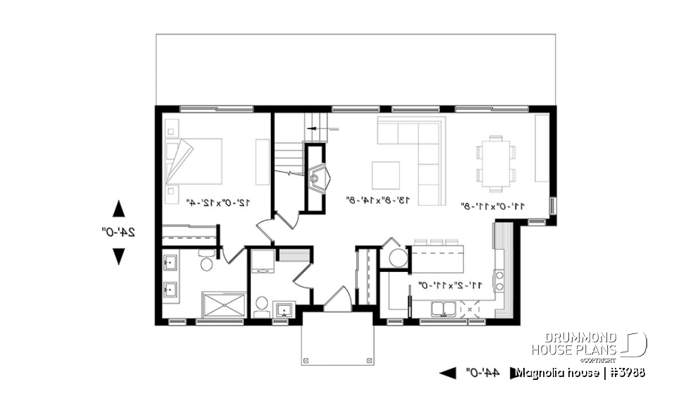 1st level - Modern Farmhouse home plan with open concept, great kitchen with island, master bedroom with ensuite and more - Magnolia house