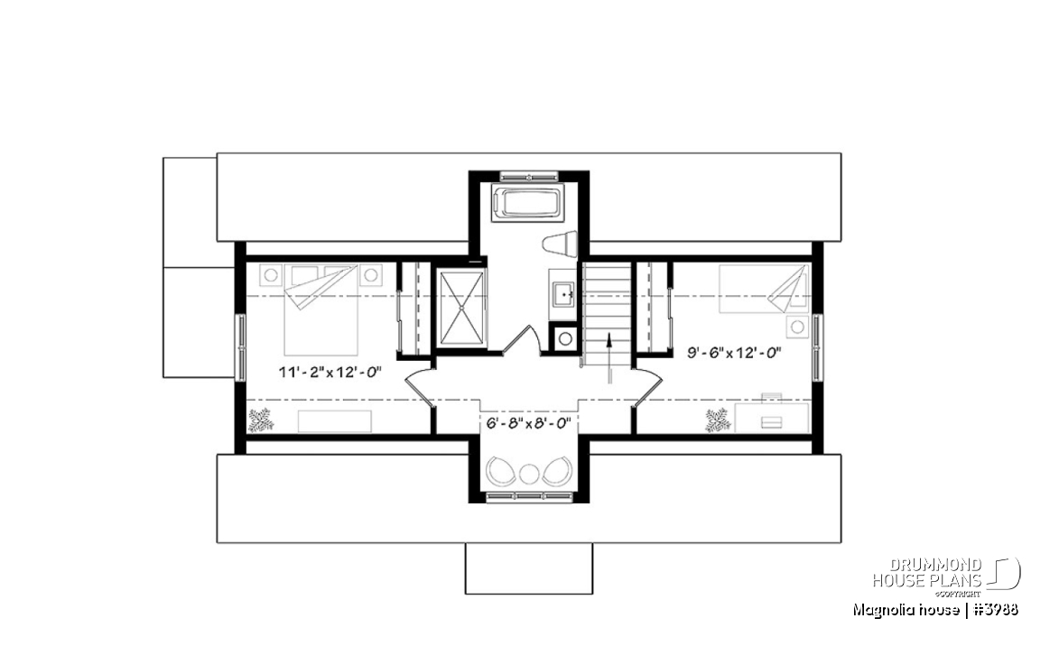 2nd level - Modern Farmhouse home plan with open concept, great kitchen with island, master bedroom with ensuite and more - Magnolia house