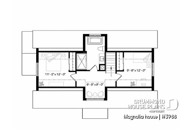 2nd level - Modern Farmhouse home plan with open concept, great kitchen with island, master bedroom with ensuite and more - Magnolia house