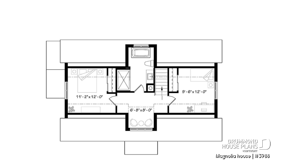 2nd level - Modern Farmhouse home plan with open concept, great kitchen with island, master bedroom with ensuite and more - Magnolia house