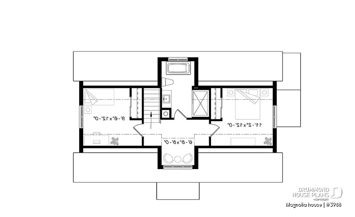 2nd level - Modern Farmhouse home plan with open concept, great kitchen with island, master bedroom with ensuite and more - Magnolia house