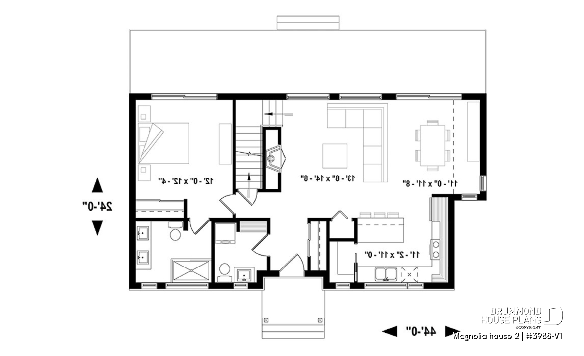 1st level - Modern Farmhouse home plan with open concept, great kitchen with island, master bedroom with ensuite and more - Magnolia house 2