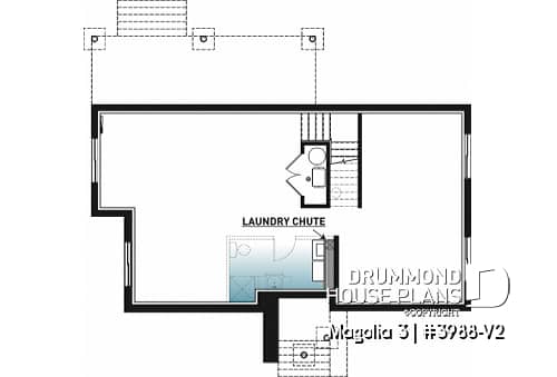 Basement - Mid-century 4 bedroom house plan with master suite, open floor plan, 9' ceiling on main floor - Magnolia 3
