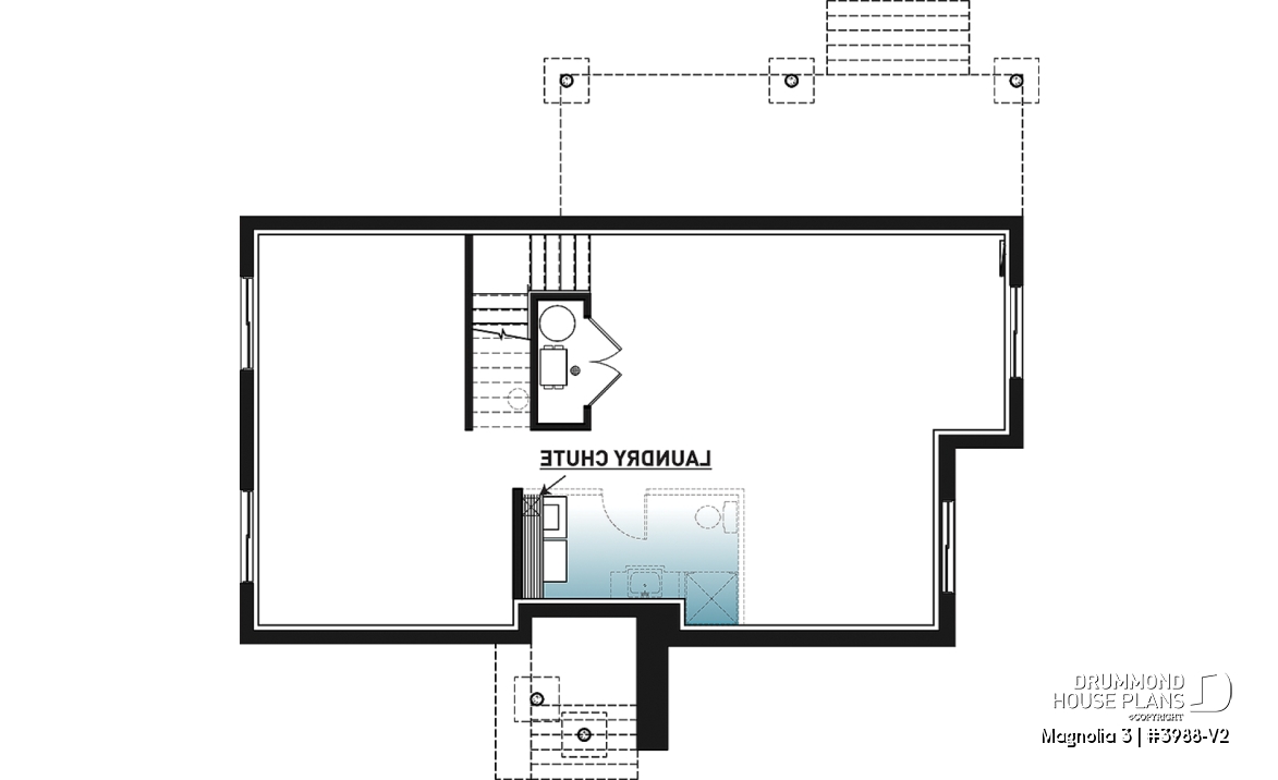 Basement - Mid-century 4 bedroom house plan with master suite, open floor plan, 9' ceiling on main floor - Magnolia 3