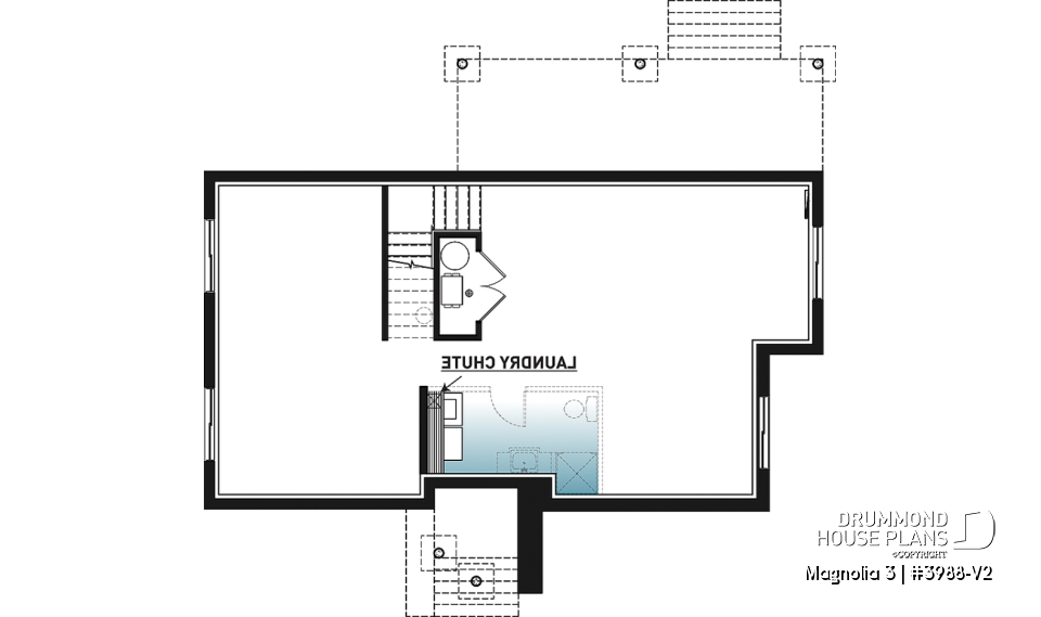 Basement - Mid-century 4 bedroom house plan with master suite, open floor plan, 9' ceiling on main floor - Magnolia 3