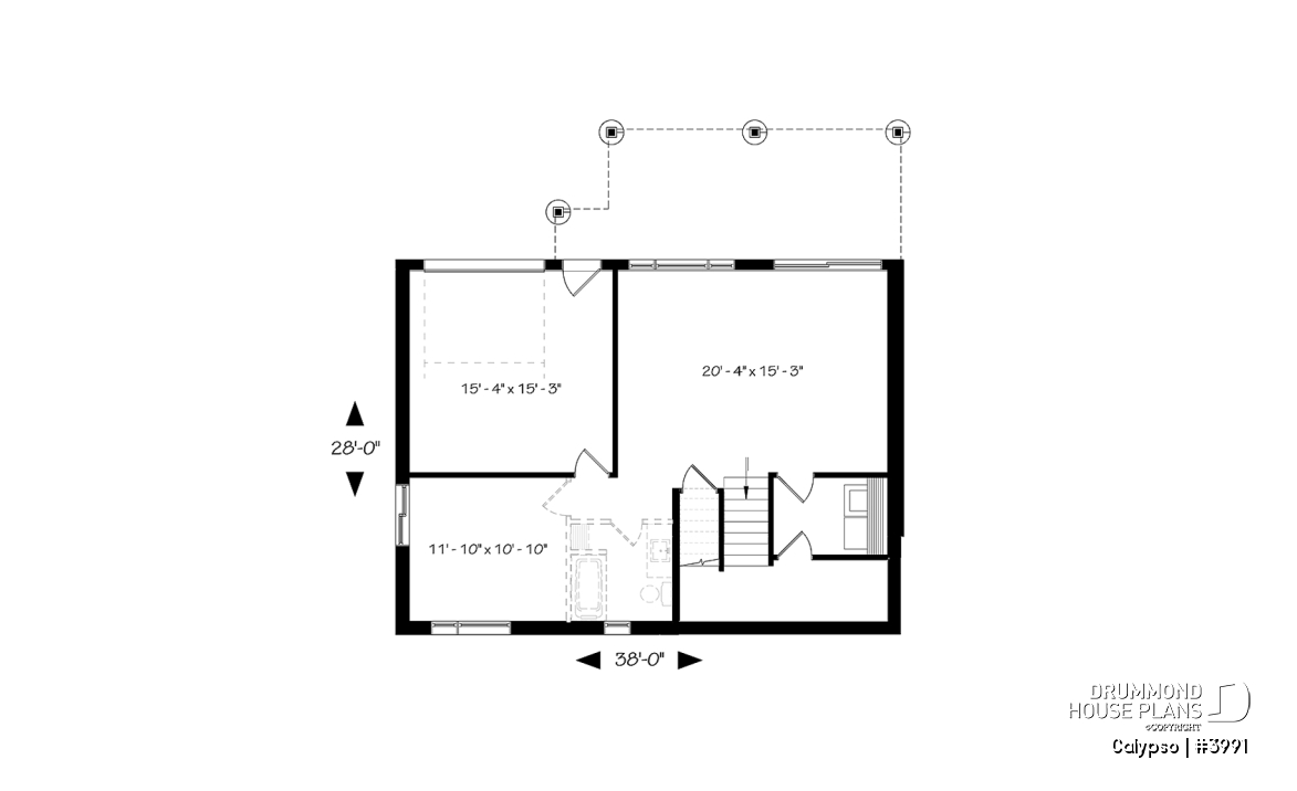 Basement - Split entry, Modern style cottage plan, up to 4 bedrooms, walk-out basement, covered terrace, open floor plan - Calypso
