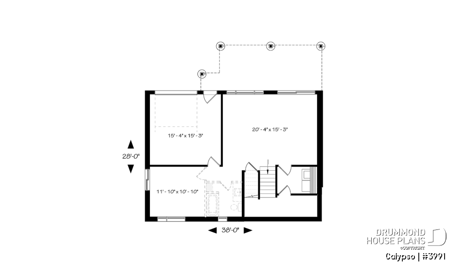 Basement - Split entry, Modern style cottage plan, up to 4 bedrooms, walk-out basement, covered terrace, open floor plan - Calypso
