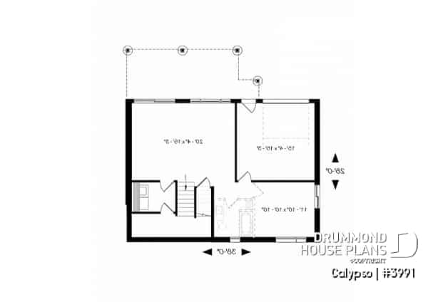 Basement - Split entry, Modern style cottage plan, up to 4 bedrooms, walk-out basement, covered terrace, open floor plan - Calypso