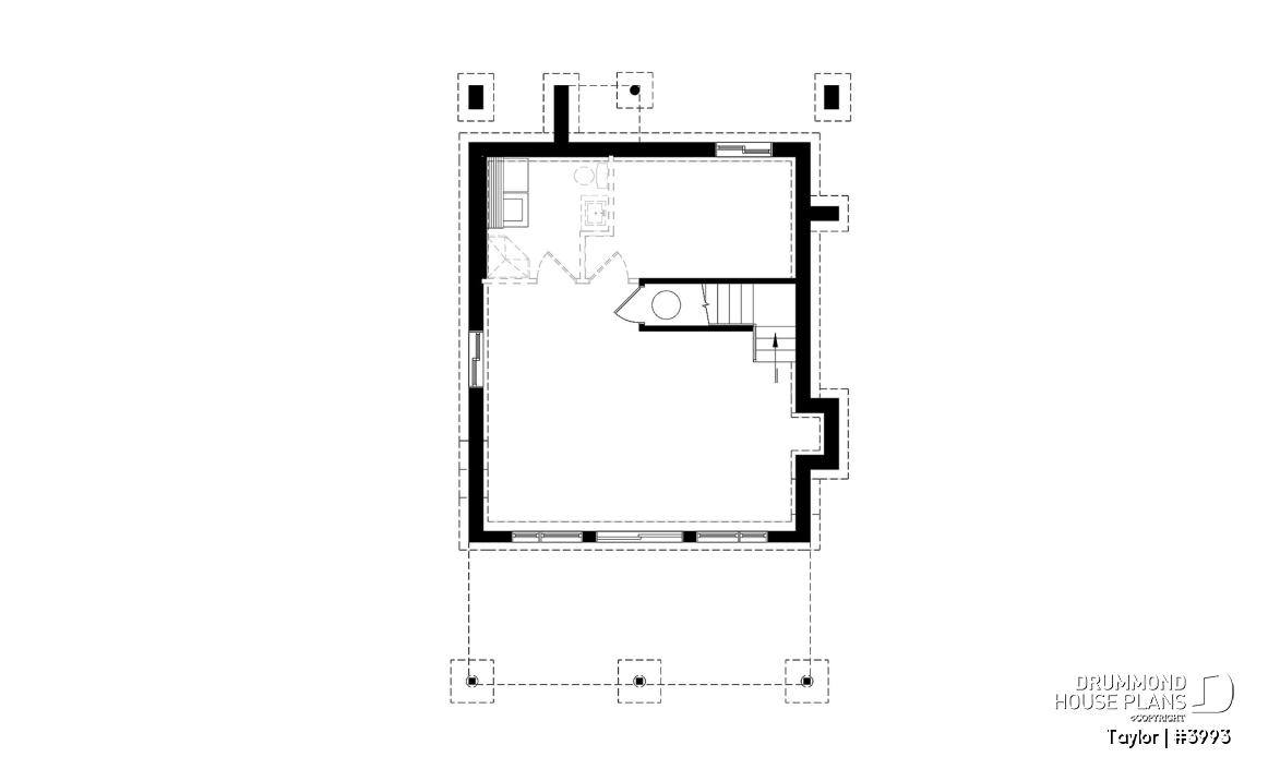 Basement - Modern cottage plan, 2-3 bedrooms, 2 large terraces, panoramic views, 2 fireplaces, large kitchen island - Taylor