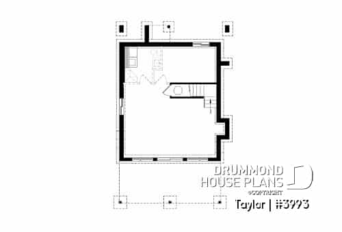 Basement - Modern cottage plan, 2-3 bedrooms, 2 large terraces, panoramic views, 2 fireplaces, large kitchen island - Taylor