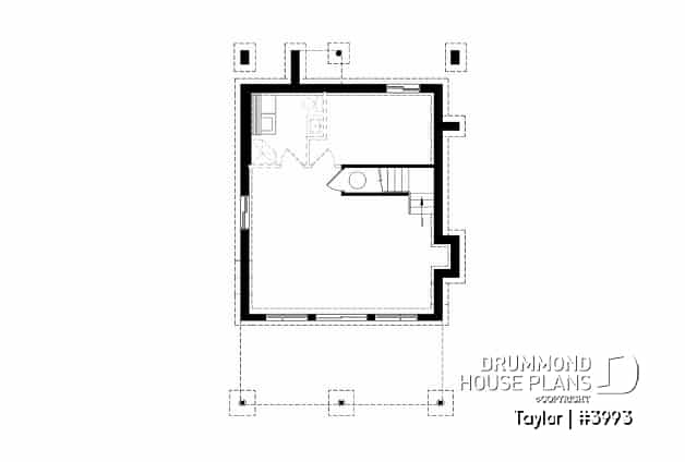 Basement - Modern cottage plan, 2-3 bedrooms, 2 large terraces, panoramic views, 2 fireplaces, large kitchen island - Taylor