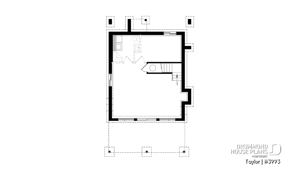 Basement - Modern cottage plan, 2-3 bedrooms, 2 large terraces, panoramic views, 2 fireplaces, large kitchen island - Taylor