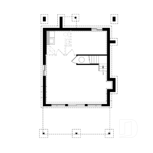 Basement - Modern cottage plan, 2-3 bedrooms, 2 large terraces, panoramic views, 2 fireplaces, large kitchen island - Taylor