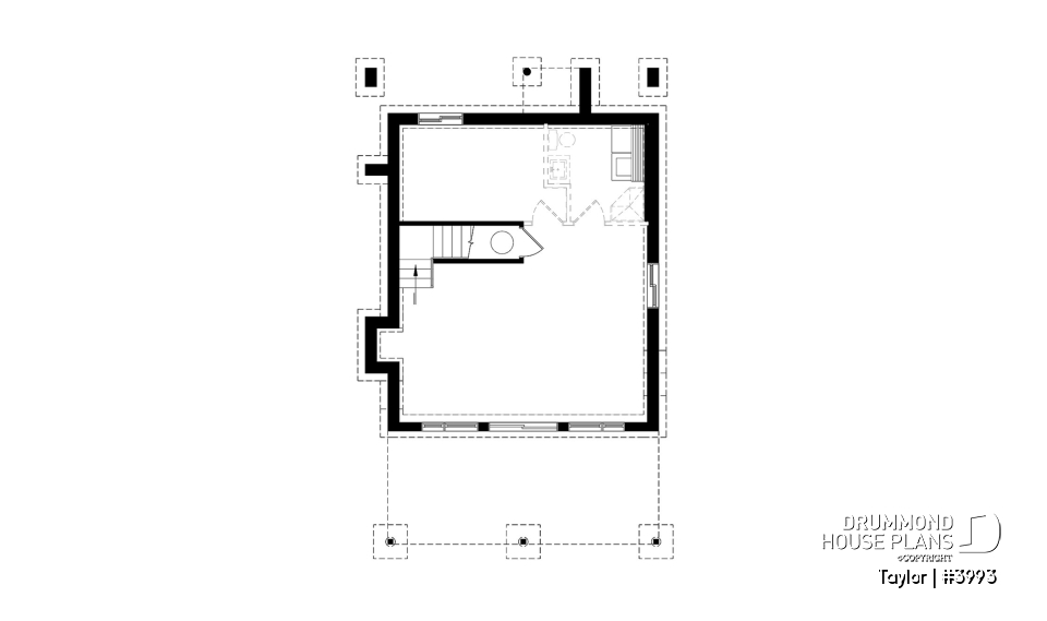 Basement - Modern cottage plan, 2-3 bedrooms, 2 large terraces, panoramic views, 2 fireplaces, large kitchen island - Taylor