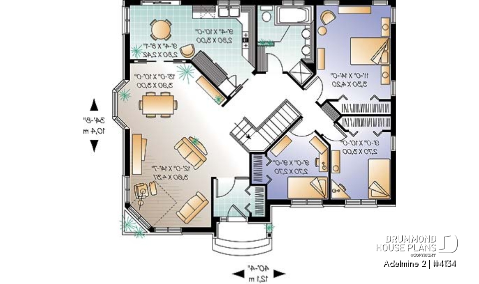 1st level - Modern ranch style house plan with 3 bedrooms and lots of natural light - Adelmine 2