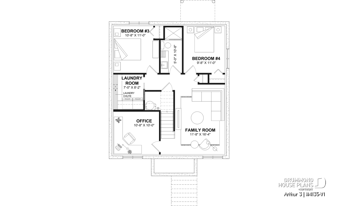 Finished basement (Optional $) - Affordable House Plan, Modern Farmhouse, Up to 5 Bedrooms, Unfinished Basement, Open Concept - Arthur 3