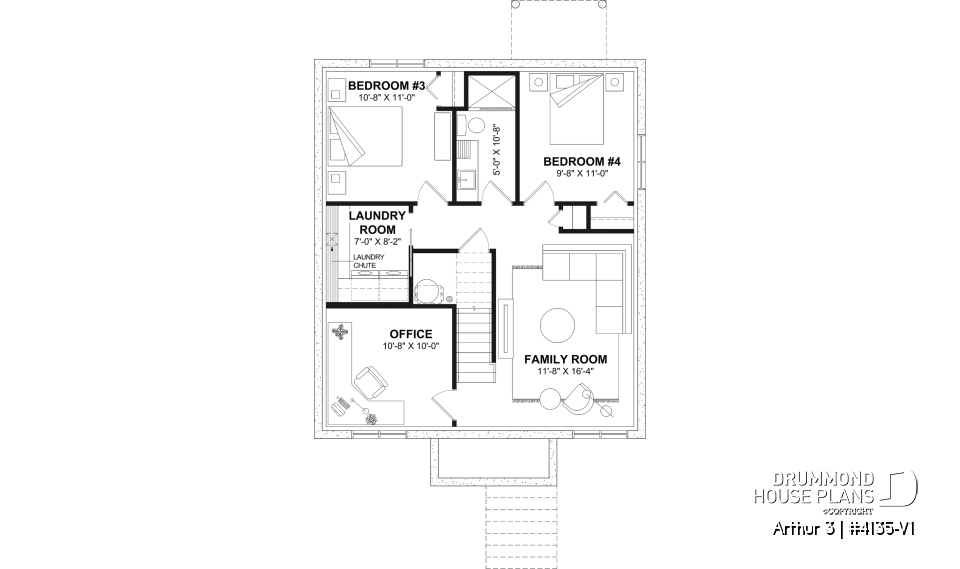 Finished basement (Optional $) - Affordable House Plan, Modern Farmhouse, Up to 5 Bedrooms, Unfinished Basement, Open Concept - Arthur 3