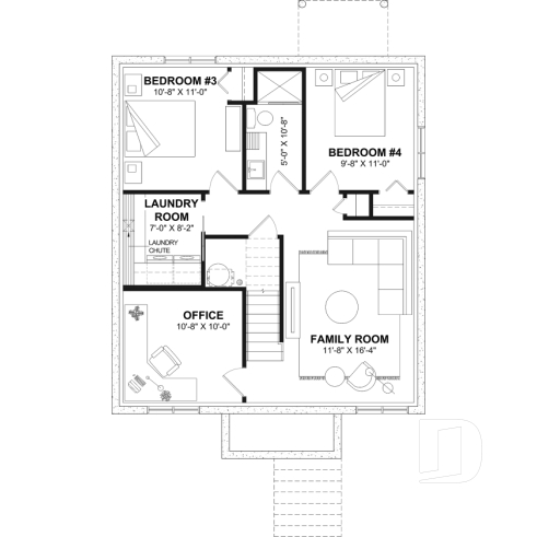 Finished basement (Optional $) - Affordable House Plan, Modern Farmhouse, Up to 5 Bedrooms, Unfinished Basement, Open Concept - Arthur 3
