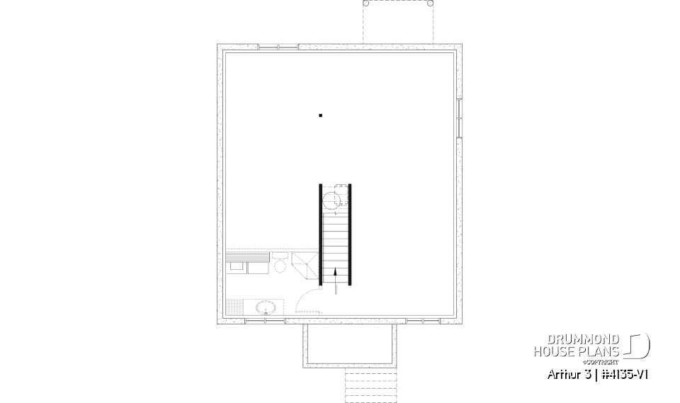 Unfinished basement - Affordable House Plan, Modern Farmhouse, Up to 5 Bedrooms, Unfinished Basement, Open Concept - Arthur 3