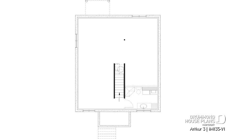 Unfinished basement - Affordable House Plan, Modern Farmhouse, Up to 5 Bedrooms, Unfinished Basement, Open Concept - Arthur 3