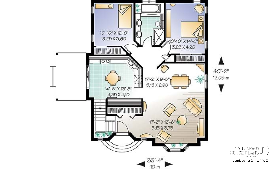 1st level - Economical 2 bedroom one-story home, 2 bedrooms, unfinished basement, pergola, cathedral ceiling - Ambeline 2