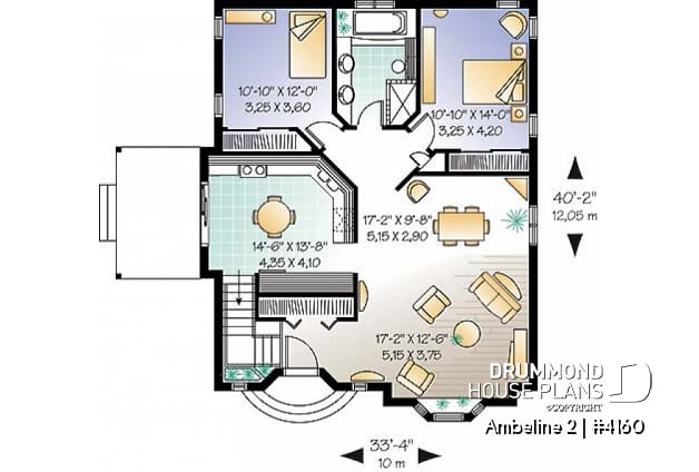 1st level - Economical 2 bedroom one-story home, 2 bedrooms, unfinished basement, pergola, cathedral ceiling - Ambeline 2