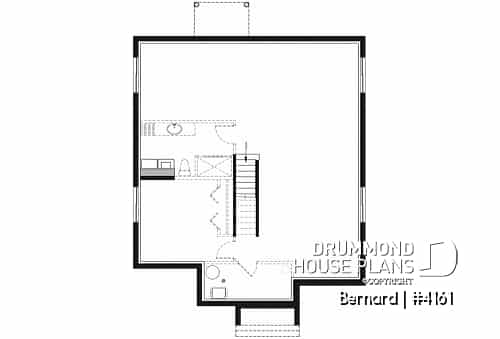 Basement - One-story modern style 2 bedroom home with central fireplace,kitchen with pantry and large central island  - Bernard