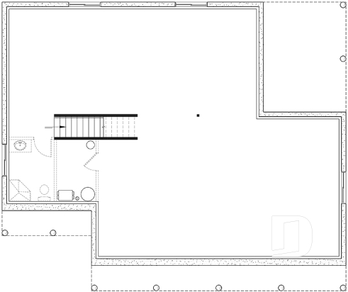 Basement - Farmhouse Bungalow Plan with Cathedral Ceiling and Covered Terrace - Beauford 2