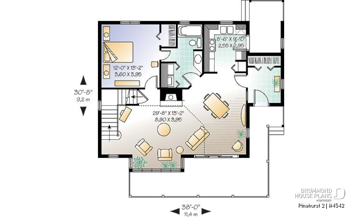 1st level - Modern rustic, panoramic view cottage design, 3 bedroom, cathedral ceiling, fireplace - Pinehurst 2